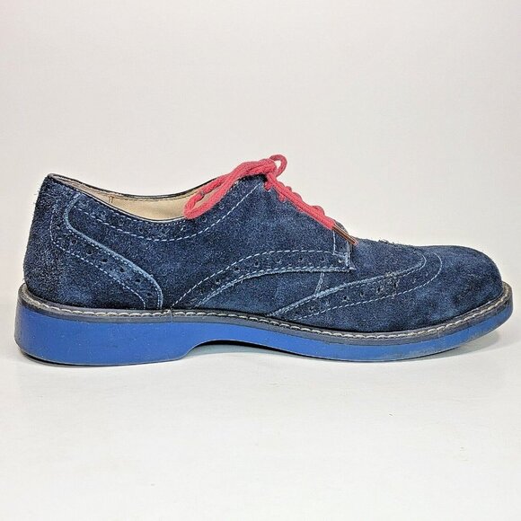 GH Bass Pasadena Suede Wingtip Loafers Blue sz 7.5 M Oxford shoes contrast sole